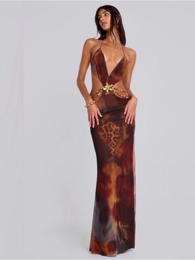 knee length dresses for ladies Jaded London Fatale Maxi Dress in Dusk – Liquid The Label main image 1